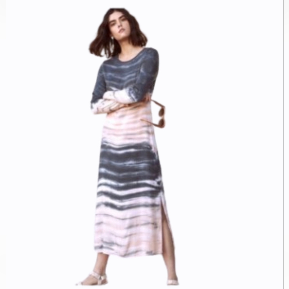 Anthropologie Dolan Left Coast Trina Midi Dress Size Medium Tie-Dye Blush‎ Gray